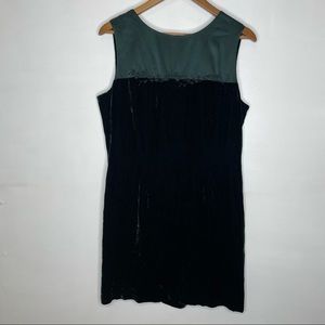 PETITE SOPHISTICATE Dark Green Velvet & Silk Sheath Dress Size 14